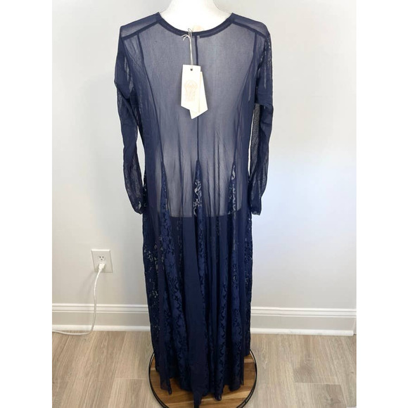 We Are HAH Mama C Sheer Lace Slip Maxi Dress In Navy Size Medium New - Picture 9 of 15